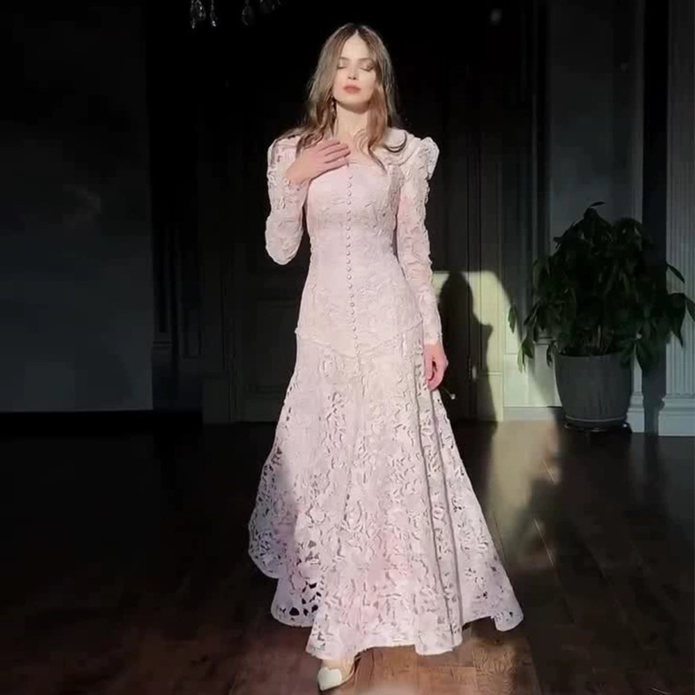 Forever 21 Spring Soft Pink Long-Sleeve Cutout Slim-Fit Dress